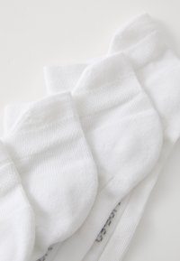 Calcetines de algodón blancos hasta el tobillo con una textura acanalada y puños elásticos, que cuentan con un acabado suave y un diseño minimalista.