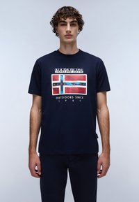 Napapijri Triko s potiskem - blu marine