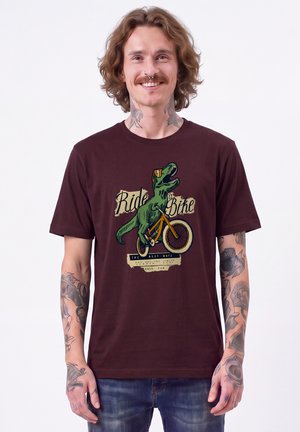 watapparel, T-REX FAHRRAD UNISEX - T-shirt imprimé - red brown