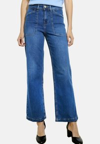 HIGH-WAISTED  - Kavbojke na trapez - medium blue