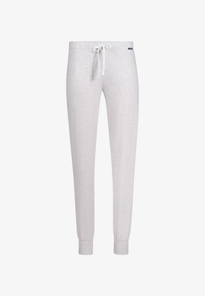 Hellegraue Sweatpants aus weichem Stoff, mit einem elastischen Bund und Zugband, tapered Beinen und elastischen Bündchen.