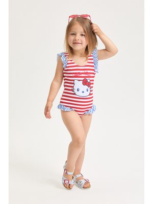 HELLO KITTY INTERO RIGHE - Swimsuit - rosso/bianco