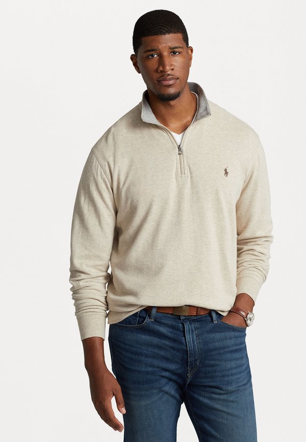 LUXURY JERSEY QUARTER ZIP PULLOVER - Long sleeved top - expedition dune heather