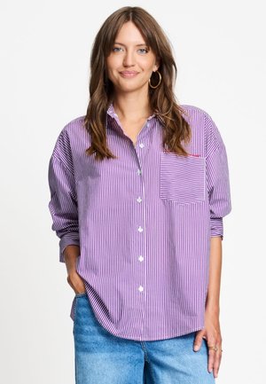 POM Amsterdam, BLOUSE - BEAU STRIPED PURPLE WHITE - Overhemdblouse - purple