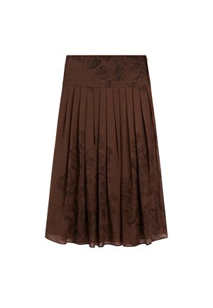 Massimo Dutti FLORAL - Jupe plissée - mottled dark brown
