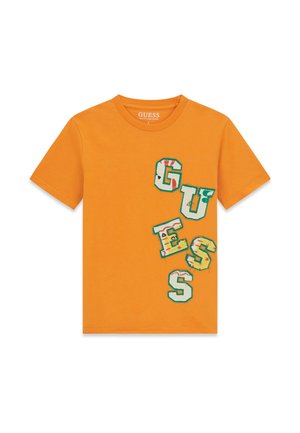 Guess MIT LOGO-PATCH - T-shirt con stampa - orange