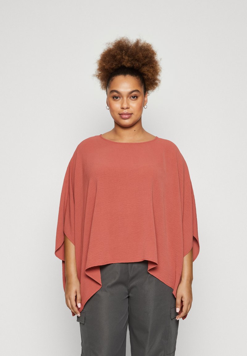 Vero Moda Curve VMALVA O NECK PONCHO - Cape - marsala