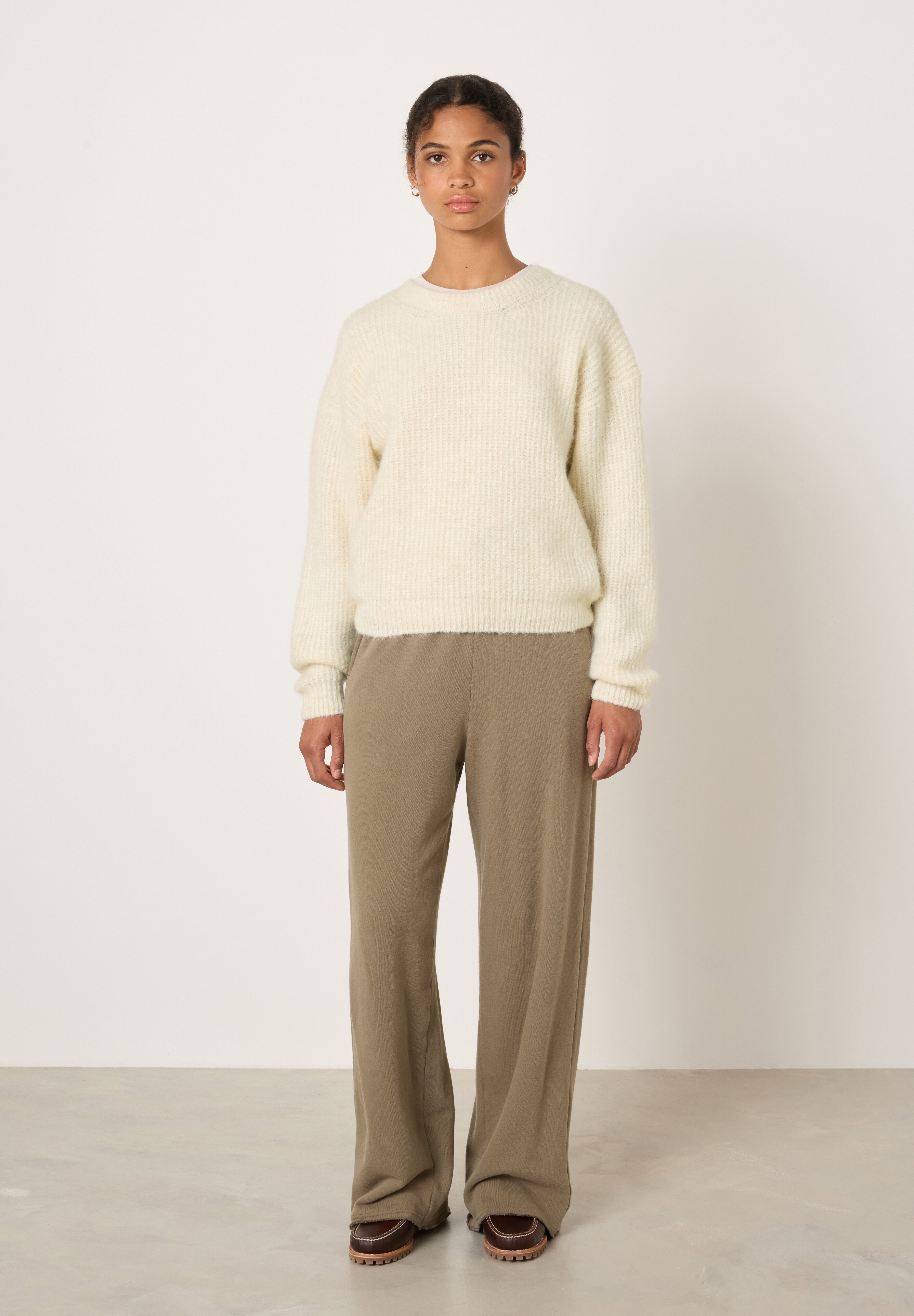 ameri vintage★2way loose shoulder knit American Vintage EAST - Jumper - mother of pearl melange/off-white