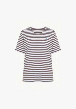 Ulla Popken, STRIPED DROPPED SHOULDER TEE - T-shirt print - dark taupe