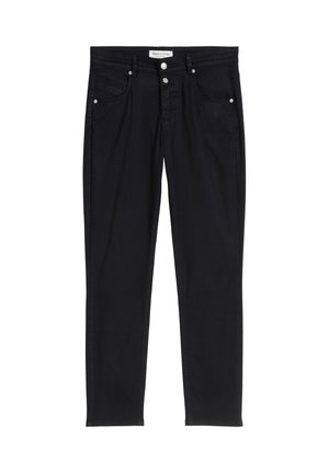 Zwarte slim-fit jeans met knoopsluiting, riemlussen, zakken aan de voorkant en een Marc O'Polo label op de tailleband.