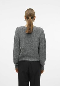Vero Moda VMNOVAH LS O-NECK BUTTON NOOS  - Vest - dark grey melange