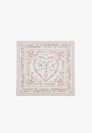 Ruut-kätise salliga, mille ääred on lillemustris, südamekujulise lillepärjaga keskel ning kaks sinist lindu hoiavad paela, mille küljes on punase südamega ripats.