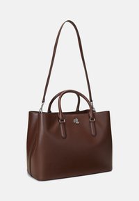 Lauren Ralph Lauren LEATHER LARGE MARCY SATCHEL - Handbag - dark mahogany