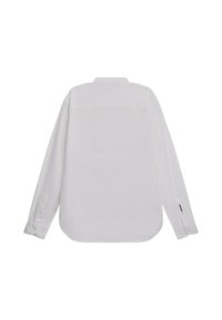 Camicia bianca a maniche lunghe con orlo dritto e polsini abbottonati. Presenta una cucitura a yoke sul retro e un design minimalista. Realizzata in tessuto leggero.