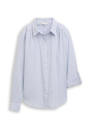 TOM TAILOR, TOM TAILOR BLUSEN & SHIRTS HEMDBLUSE MIT TURN-UP-FUNKTION - Blusa - fern blue dobby