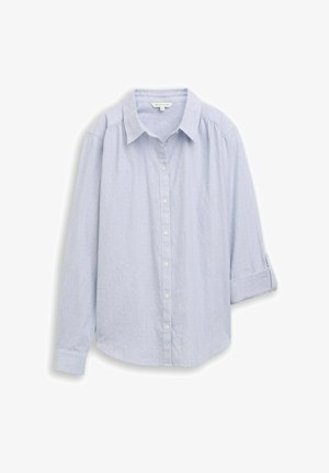TOM TAILOR, TOM TAILOR BLUSEN & SHIRTS HEMDBLUSE MIT TURN-UP-FUNKTION - Blusa - fern blue dobby