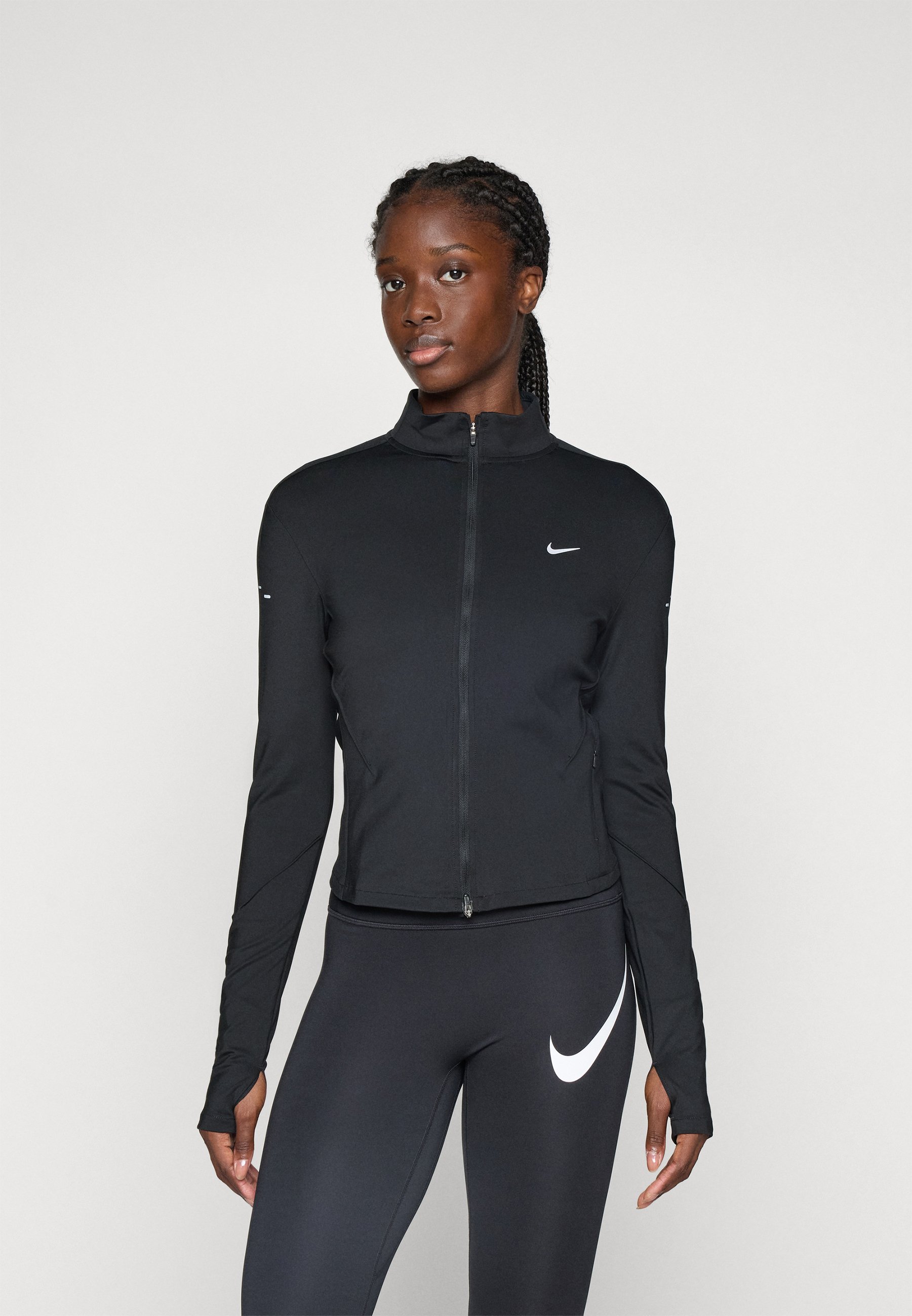 Nike Performance SWIFT - Running jacket - black/reflective silver-coloured/black - Zalando.co.uk