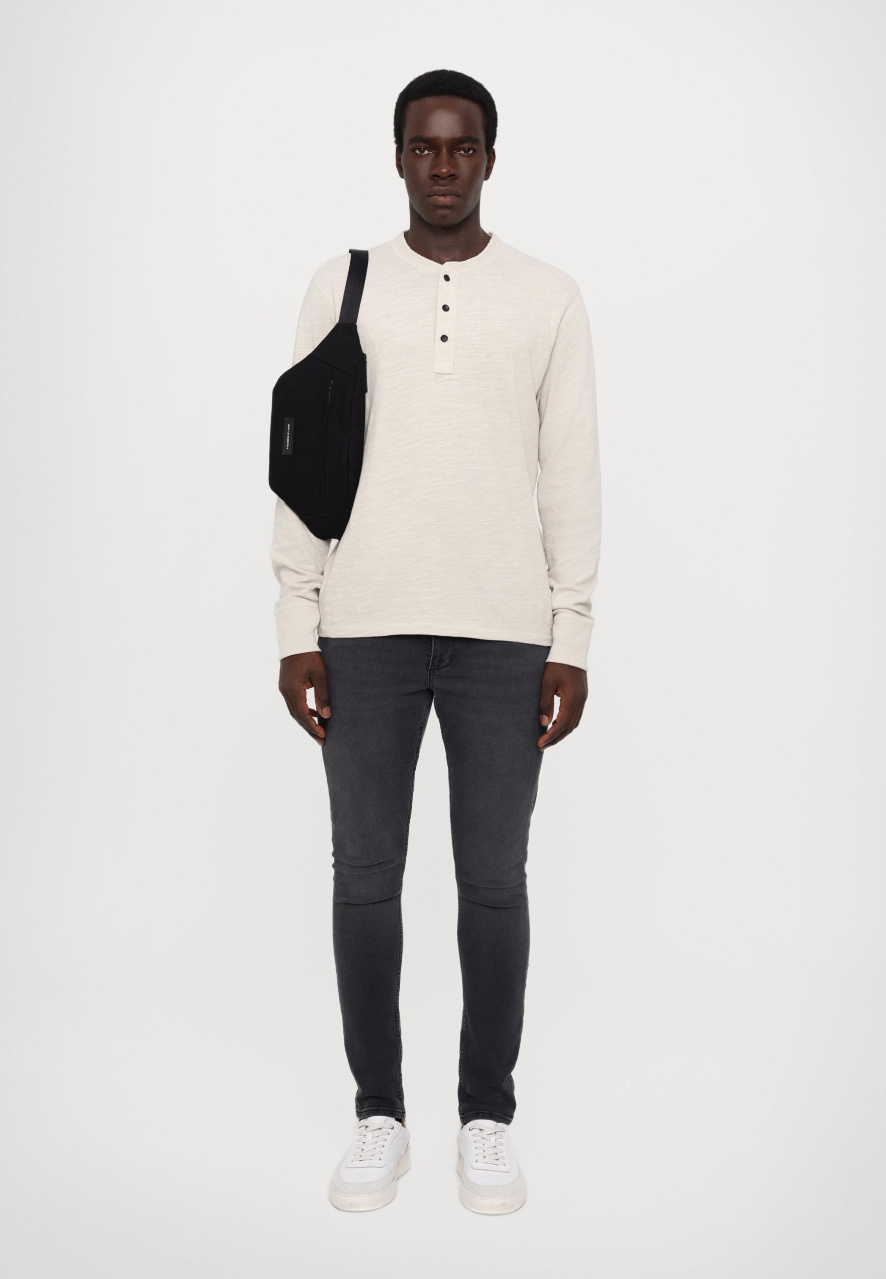Camicia Henley Uomo Maniche Corte, Morbida In Cotone Con Bottoni A Contrasto, Taglie Forti, Bianco XL