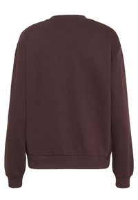 Bordeauxfarbenes Sweatshirt mit Rundhalsausschnitt, langen Ärmeln und gerippten Bündchen. Glatte Stoffoberfläche und entspannte Passform, mit einem schlichten Rückendesign.