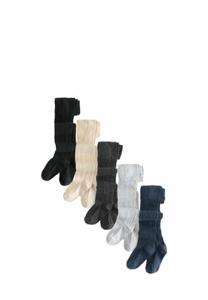 Set aus fünf gerippten Strümpfen in Schwarz, Beige, Dunkelgrau, Hellgrau und marineblau. Baumwollmischung mit einem weichen, strukturierten Finish.