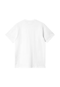White cotton t-shirt with short sleeves, crew neck, and a smooth texture. Minimalist design with no visible patterns or accents.