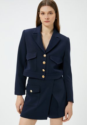 POCKET DETAIL BUTTONED - A-lijn rok - dark blue