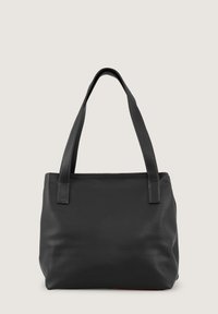 Borsa tote in pelle nera con superficie texturizzata, due manici robusti e design strutturato. Nessuna hardware o pattern visibili.
