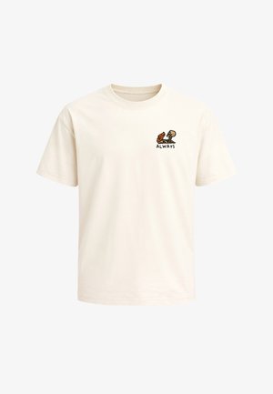 Neverless, HERREN T-SHIRT - ALWAY BY YOUR SIDE - OVERSIZED RELAXED FIT - Print T-shirt - hell-beige