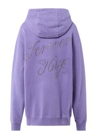 Felpa viola con cappuccio regolabile e polsini a coste. "Forever Hugo" è impreziosito da scintillanti strass sul retro.