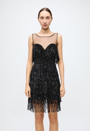 JORDANA FRINGE MINI DRESS - Juhlamekko - black