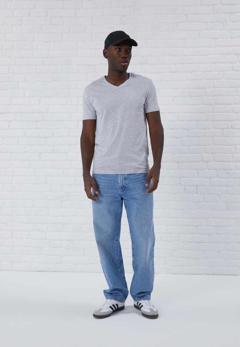 Pier One 3 PACK - Basic póló - mottled light grey/khaki/dark blue