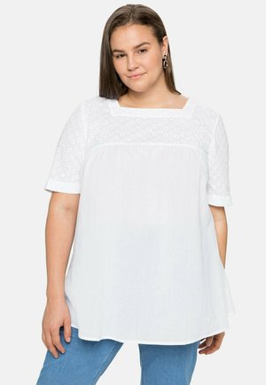 Sheego Damen Shirt Bändchen kurzarm Bluse Tunika T-Shirt marine 170488 Sheego Damen Shirt Bändchen kurzarm Bluse Tunika T-Shirt marine 170488