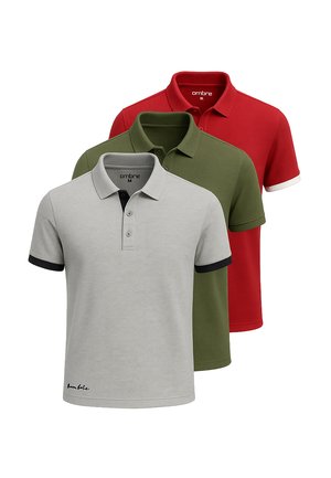 SET OF 3 POSS - Poloshirt - red olive grey