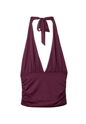 Stradivarius GATHERED HALTER - Toppi - bordeaux