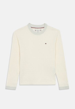 GLITTER MINI CABLE KNIT RELAXED SWEATSHIRT - Πουλόβερ - ivory silk