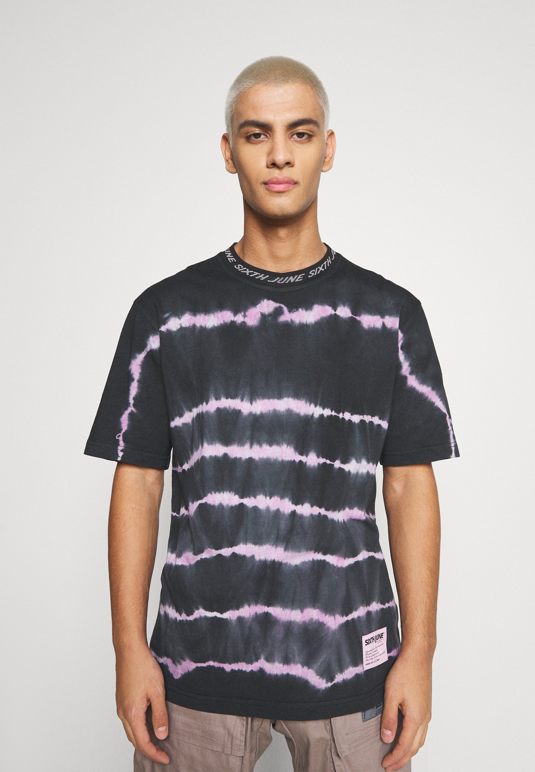 Sixth June Tie Dye Lines Tee T Shirt Print Black Schwarz Zalando De
