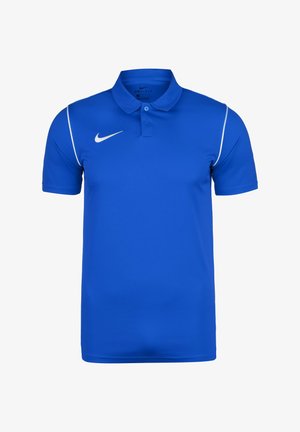 Polo shirt Nike Dri-FIT in blu brillante con accenti bianchi. Presenta un colletto classico, una patta con tre bottoni e un tessuto traspirante che allontana l'umidità.