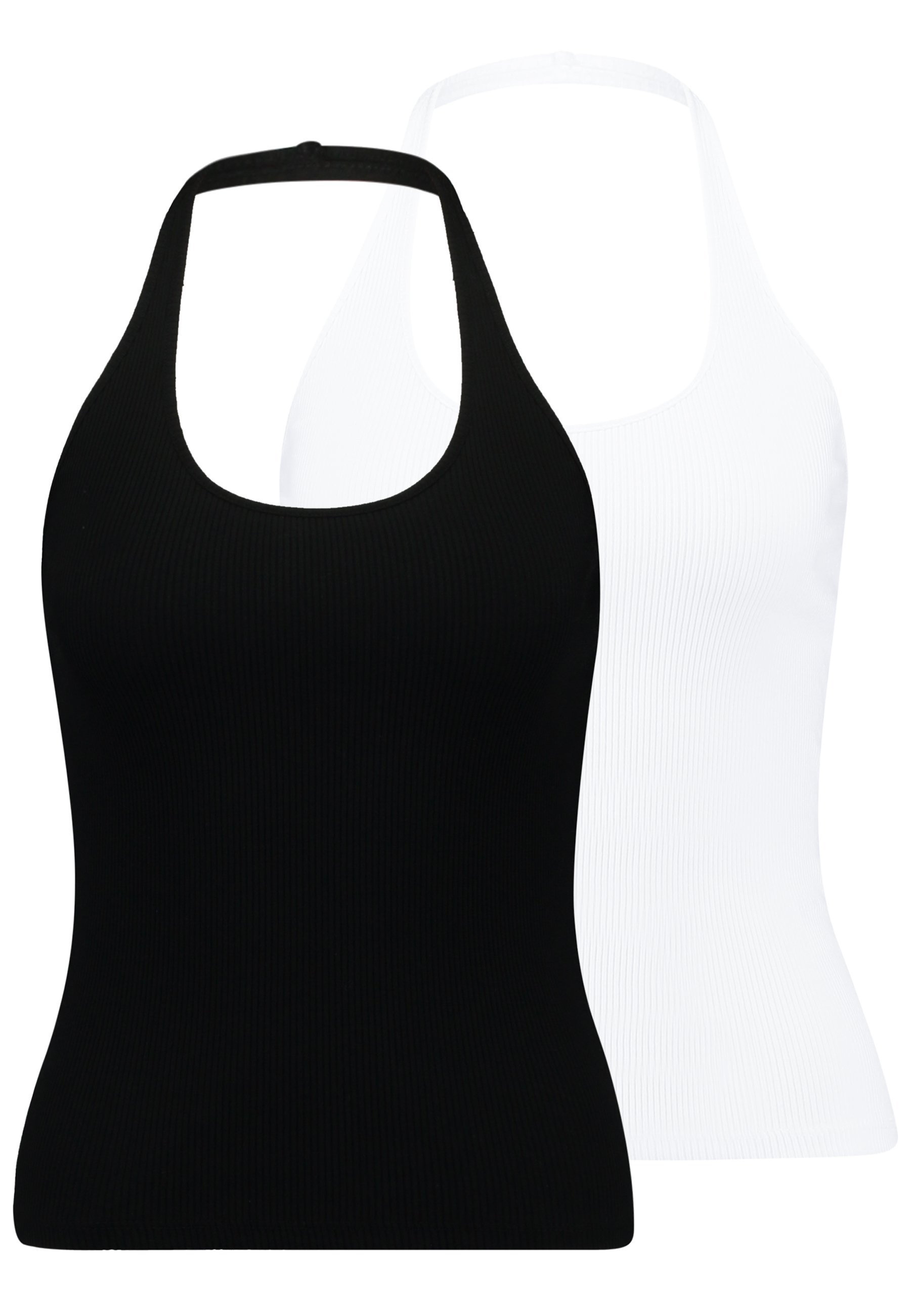 Monki 2 PACK BRIZY SINGLET UNIQUE Topper whiteblack Monki 2 PACK BRIZY SINGLET UNIQUE - Topper - white/black