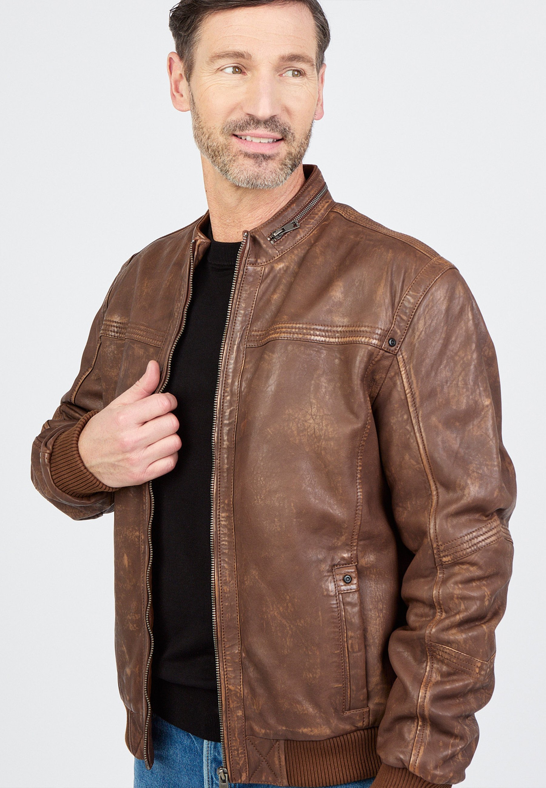 ジャケット・アウター MINEDENIM Rusty Calf Leather Varsity Jac Rusty Calf Leather Varsity Jacket | イエローケーキ | YELLOW CAKE 通販