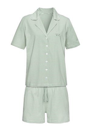 SET - Nachtwäsche Set - grün-weiß-gestreift