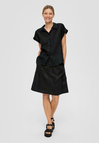 s.Oliver KURZARM - Overhemdblouse - schwarz