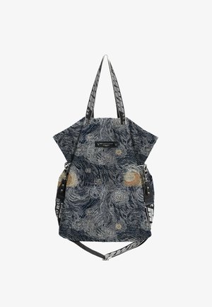 Bolsa tote con doble asa, correa de hombro ajustable y un patrón de cielo nocturno arremolinado inspirado en la pintura La noche estrellada de Van Gogh.