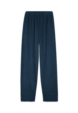 Tumesinised soonikkoes vabaajarõivaste püksid elastse vöökohaga ja sirgete säärtega, loodud mugavuseks ja igapäevaseks kandmiseks.