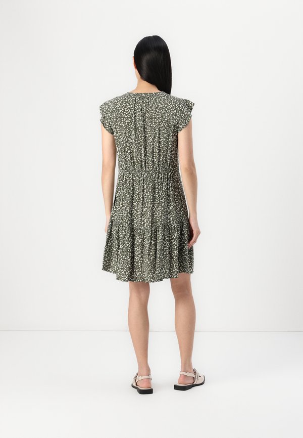 TIE WAIST MINI - Day dress - olive3