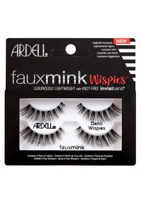 Cils en fausse fourrure de vison noirs, avec un design léger et des longueurs variées. Comprend deux paires emballées dans un carton noir rectangulaire.