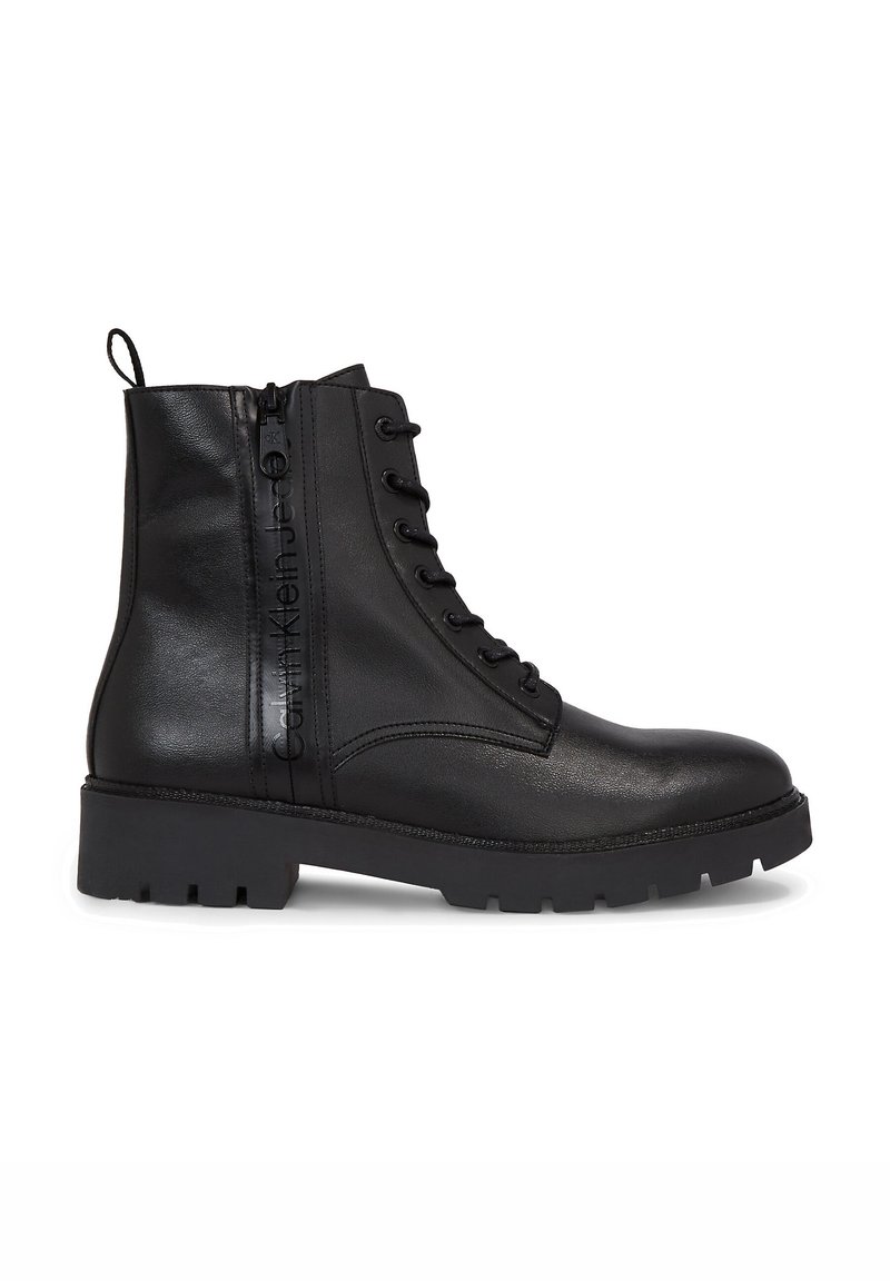 Calvin Klein Jeans COMBAT MID LTH - Lace-up ankle boots - black speckle ...