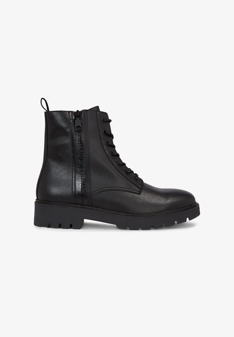 Calvin Klein Jeans COMBAT MID LTH - Lace-up ankle boots - black speckle ...