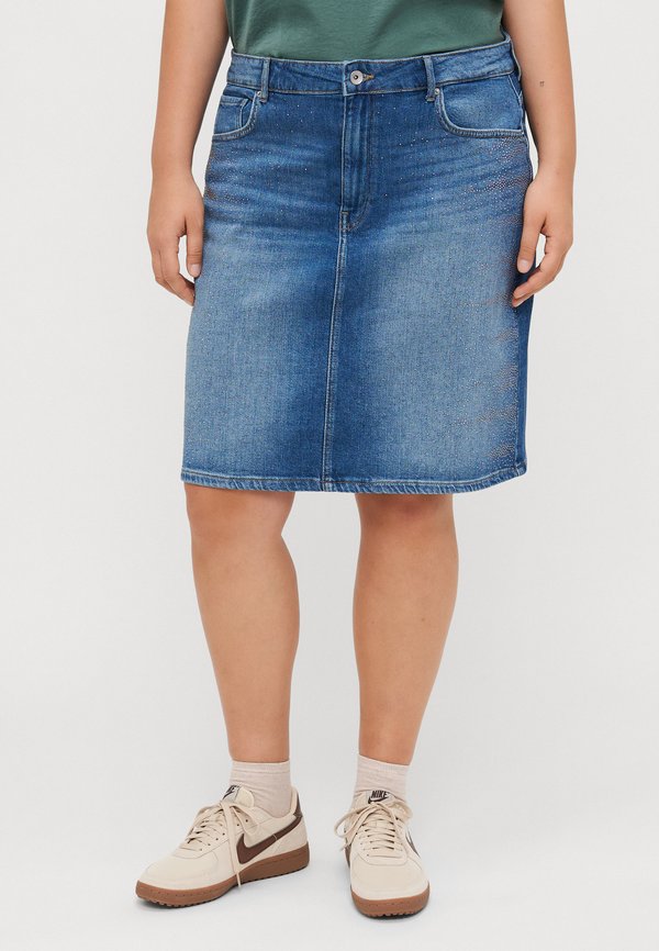 CARSTELLA RHINESTONE SKIRT - Denim skirt