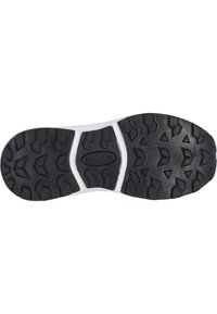 Svart gummisul med djupa mönster och en vit mellansula, med en framträdande varumärkeslogotyp "WHISTLER" på undersidan.