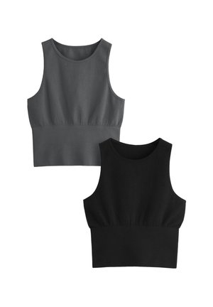 2 PACK SEAMLESS RIBBED - REGULAR FIT - Top - black grey